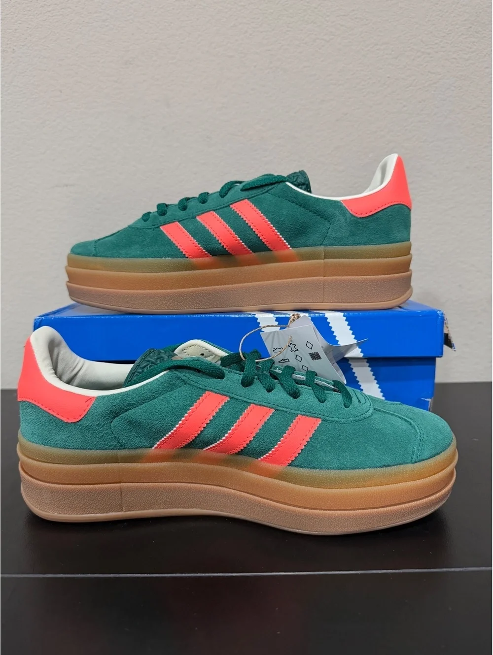 Size 6Y/7 Women - Adidas Gazelle Bold GS “Collegiate Green Coral Cream White”